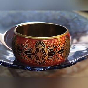 Intricate Red and Brass Bangle